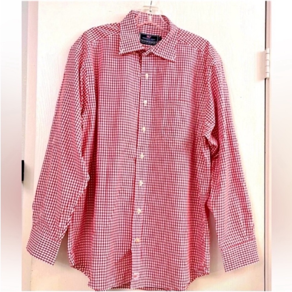Vineyard Vines Men's Red Check Button-Down Shirt Size Large